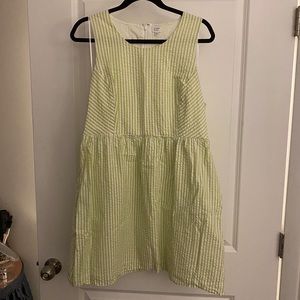 Lime Green and White Seersucker Mini Dress